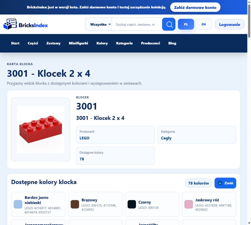 Karta katalogowa klocka LEGO 3001 w BricksIndex